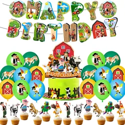 Farm theme party Zenon farm Birthday Party dinnerware Banner Cake Disposable Hanging Flag Zenon Balloon Birthday Decoration