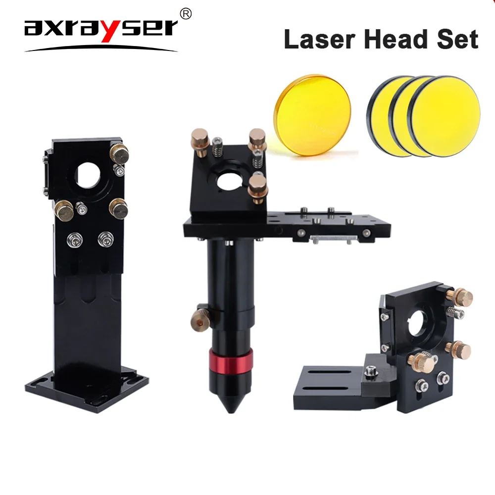 CO2 Laser Head Set 3Pcs D25 Si/Mo Mirrors 1PC CVD/PVD Focusing Lens D20 FL38.1/50.8/63.5/101.6mm for Laser Cutting Marking Parts