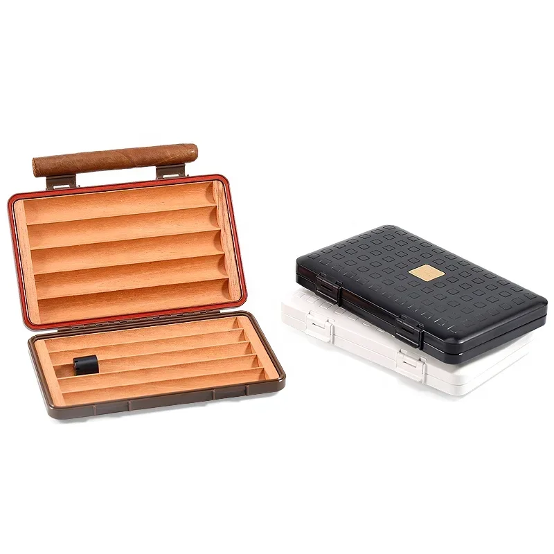 JIFENG JF-195 portable travel thin 3cm travel cigar case PC plastic outside cedar wood under 52 ring gauge cigar case