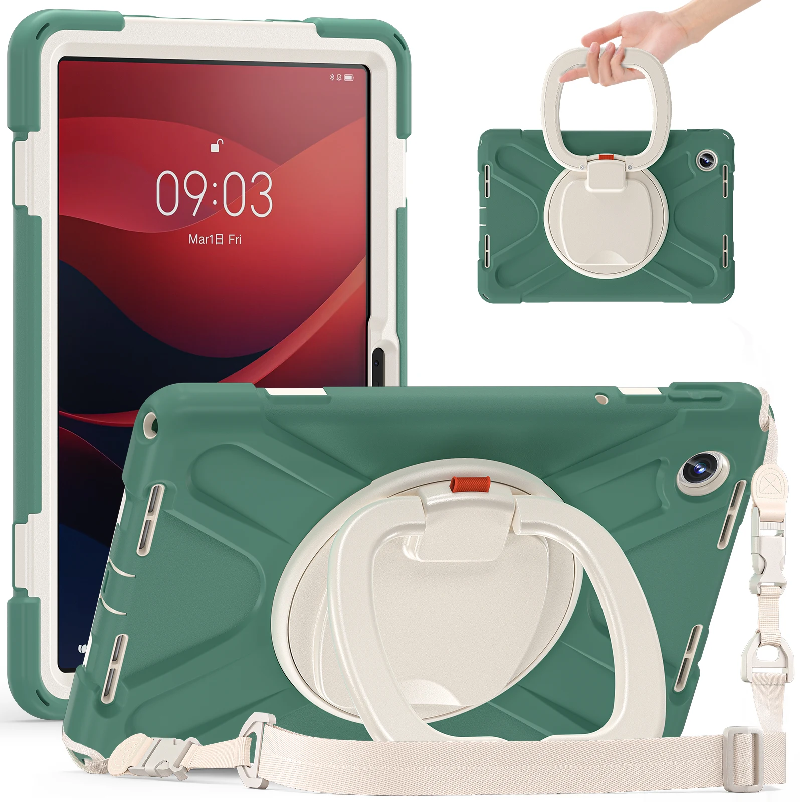 

Rotating Case Universal For Lenovo Tab M11 K11 Xiaoxin Pad 11" 2024 TB330FU TB330XU TB331FC Armor Stand Cover With ShoulderStrap