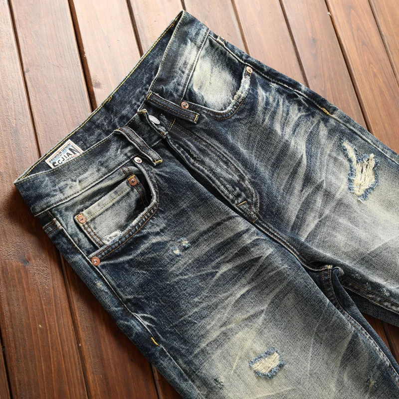 

Новые мужские джинсы 2026 года, свободный крой, прямые штанины, ретро-винтаж, винтажные американские уличные брюки полной длины