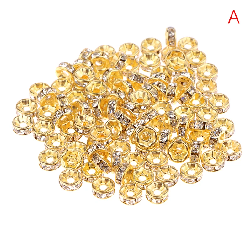100 Stück 5/7/10 mm Rondellscheibe 316 Edelstahl Kristall Spacer Perlen mit Strass für Schmuckherstellung DIY Armband