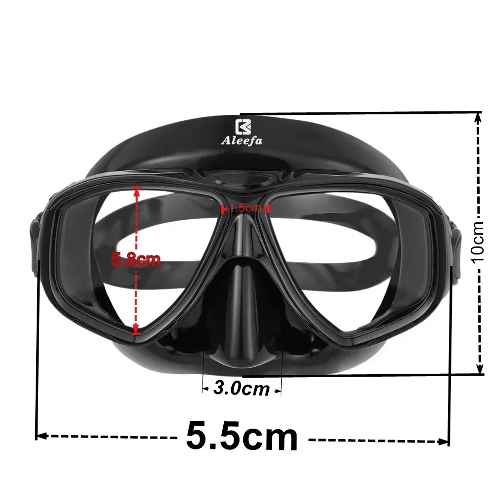 Hyperopia Diving Mask with Tempered Glasses Lens. Antifog Spray,Farsighted Dive Glasses swimming Goggles with nose cover
