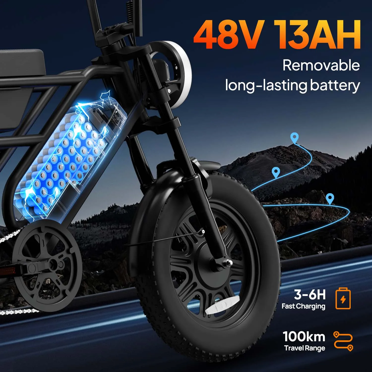 URLIFE T16 Die bevorzugte Option für Pendlerfahrten Elektrofahrrad 48V13AH Akku 16*3 Zoll Fat Tire Erwachsenen-Premium-Fahrrad – Detail 16