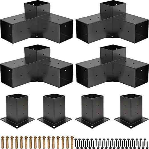 

Dongguan factory direct sales cross-border outdoor pergola bracket 4 × 4 6 × 6 angle bracket pergola bracket steel and wood