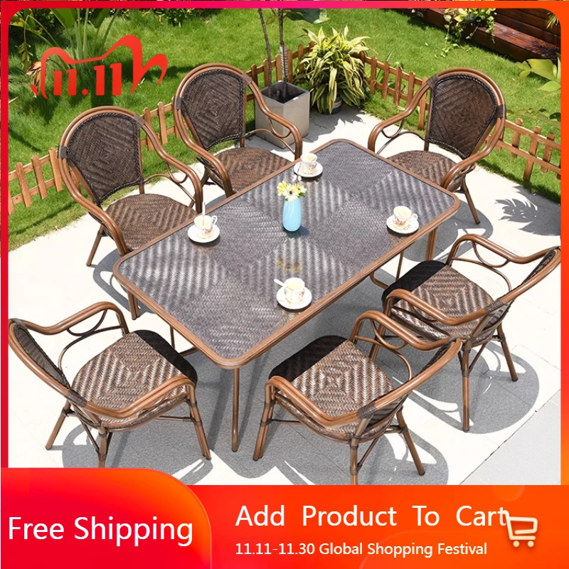 

Alfresco Relaxing Patio Set Outdoor Vintage Rattan Ergonomics Garden Sets Sectional Homestay Salon De Jardin Garden Furniture
