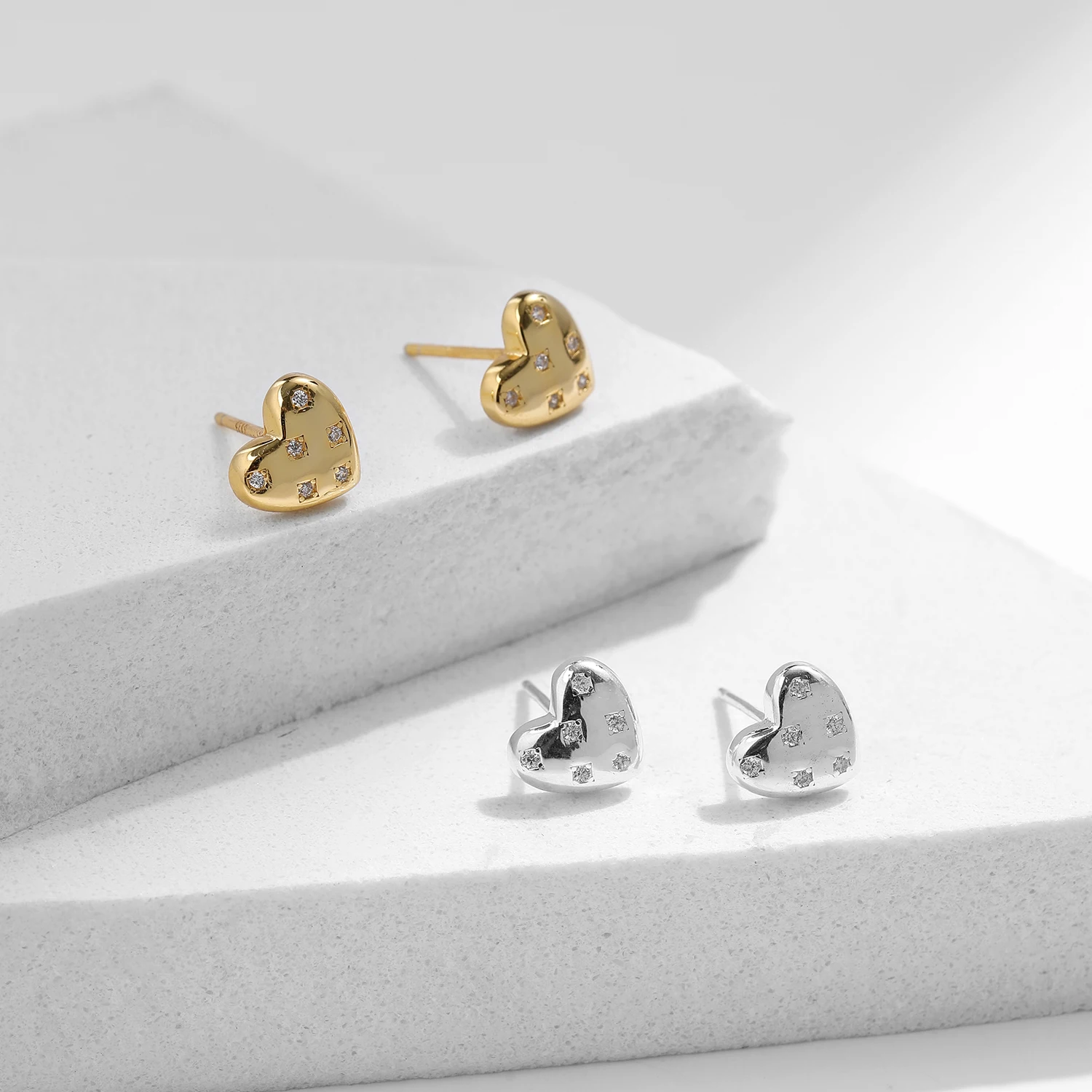 MODIAN 925 Sterling Silver świecące serca kolczyki sztyfty romantyczne ślubne kolczyki dla kobiet biżuteria prezent na walentynki — zdjęcie 7