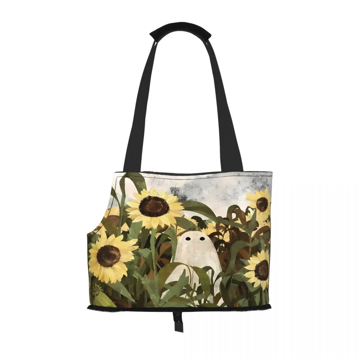 

There's A Ghost In The Sunflower Field Again... Pet Portable Cat Bag Portable Foldable Shoulder Bag Outdoor Backpack