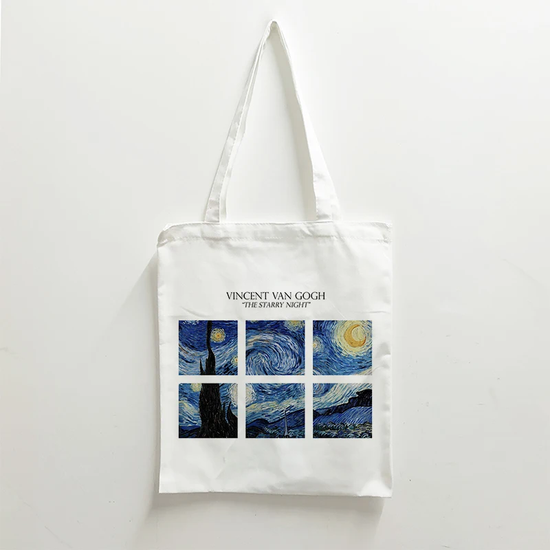 

Canvas Tote Bag Van Gogh Aesthetic Shopping Bag Cloth Eco Bag Totebag Casual Shoulder Bag Beach Bag Women Handbags