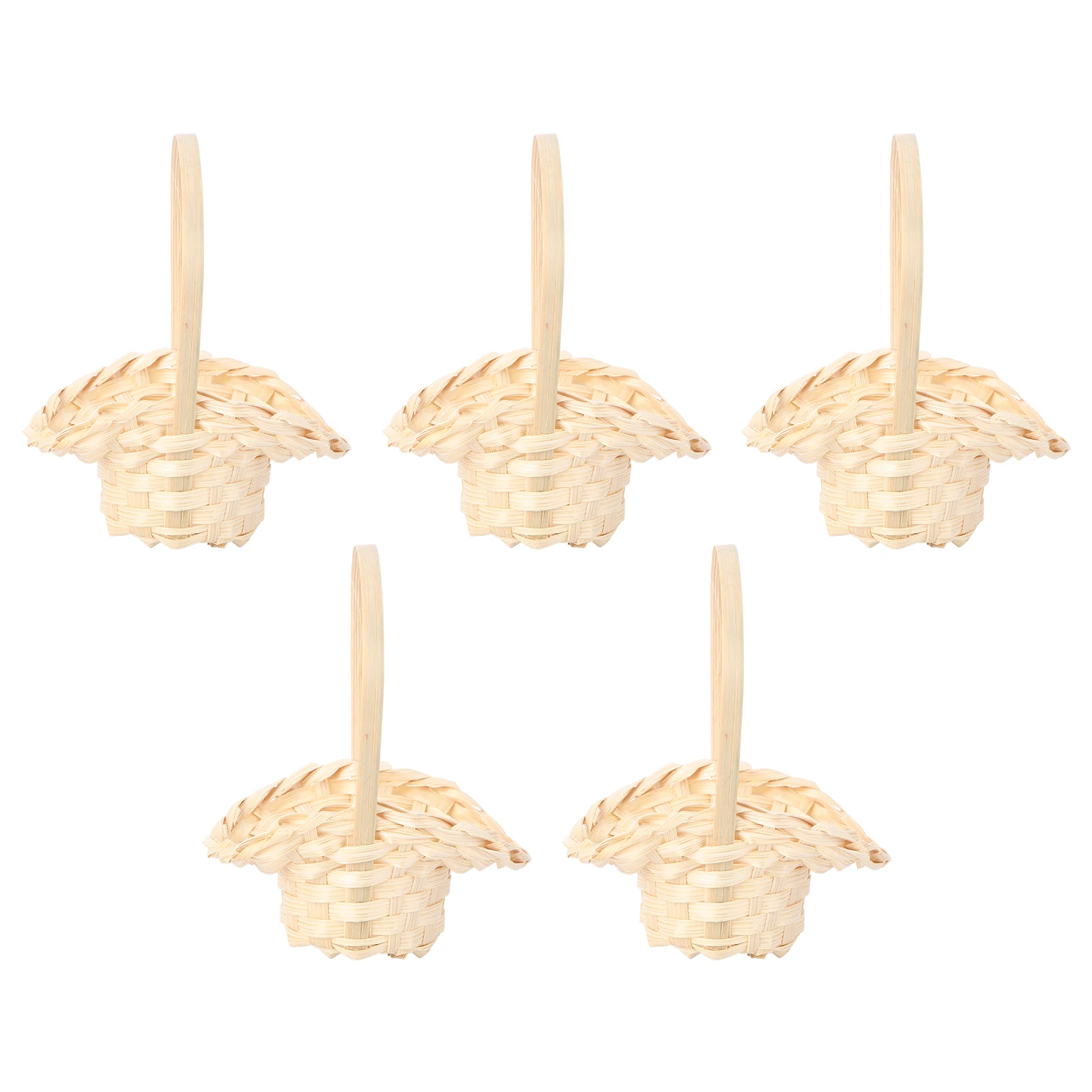 

5 Pcs Woven Baskets Eco Friendly Khaki Imitation Rattan Storage Handmade Practical Sundries Fruit Snacks Wedding Decor