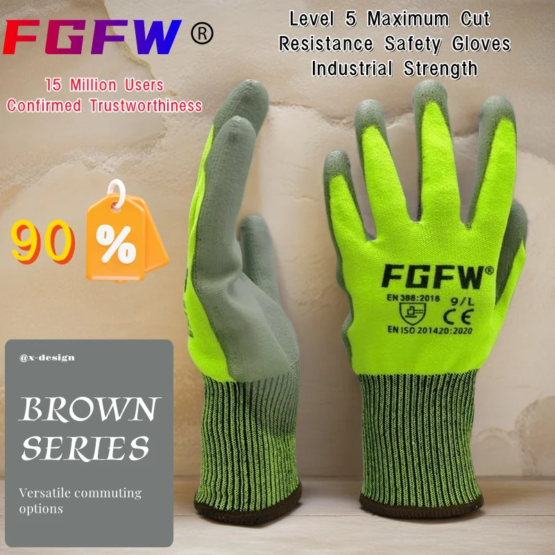 10 Pairs Military-Grade Level C Cut Resistant Gloves EN388 Certified - HPPE Fiberglass, Non-Slip Grip, Breathable for Industrial