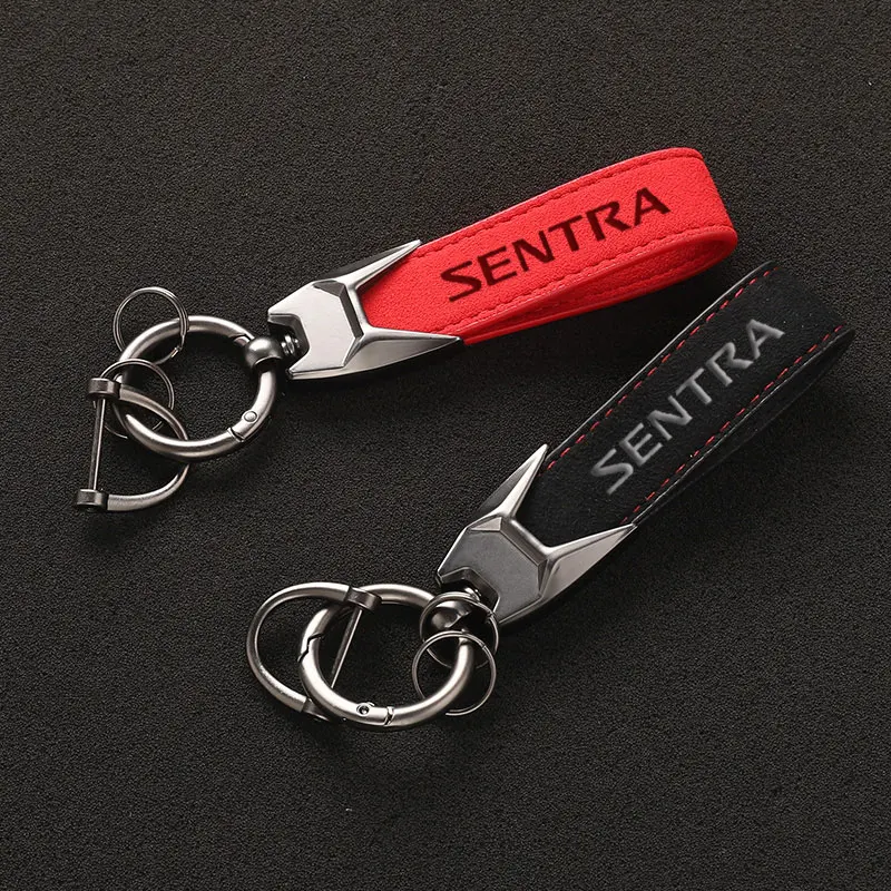 New Fashion Luxury Car Suede Keychain Key Rings with Sentra 3D logo for Nissan sentra b13 b14 b17 b18 2015-2025 Car Accessories