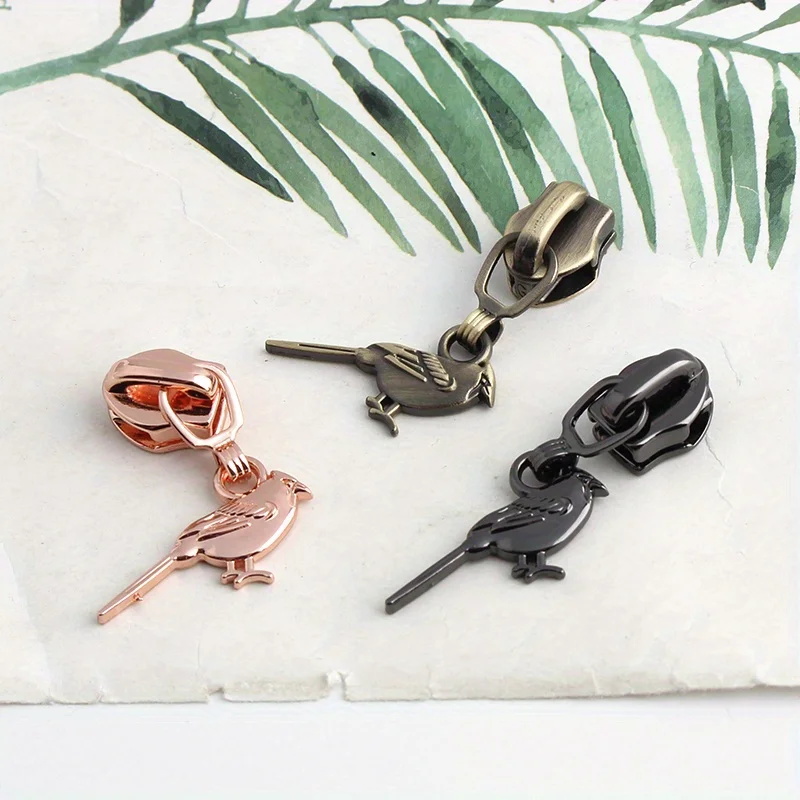 5PCS 5# nylon tooth zipper head metal bird-shaped zipper accessories suitable for DIY handbags, backpacks, clothes pull tabs