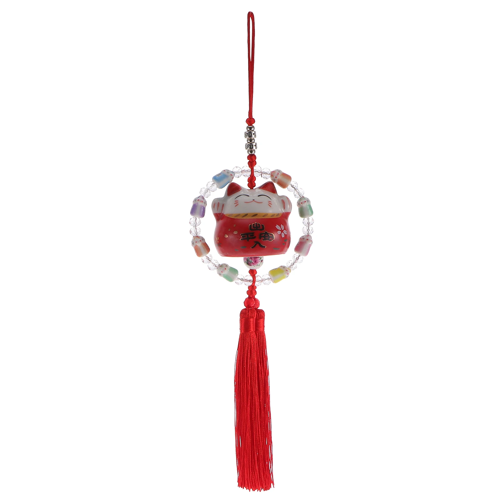 

Lucky Hanging Ornament Car Decoration Cat Auto Pendant Ceramic Cat Hanging Decor For Car Lucky Charms Japanese Style
