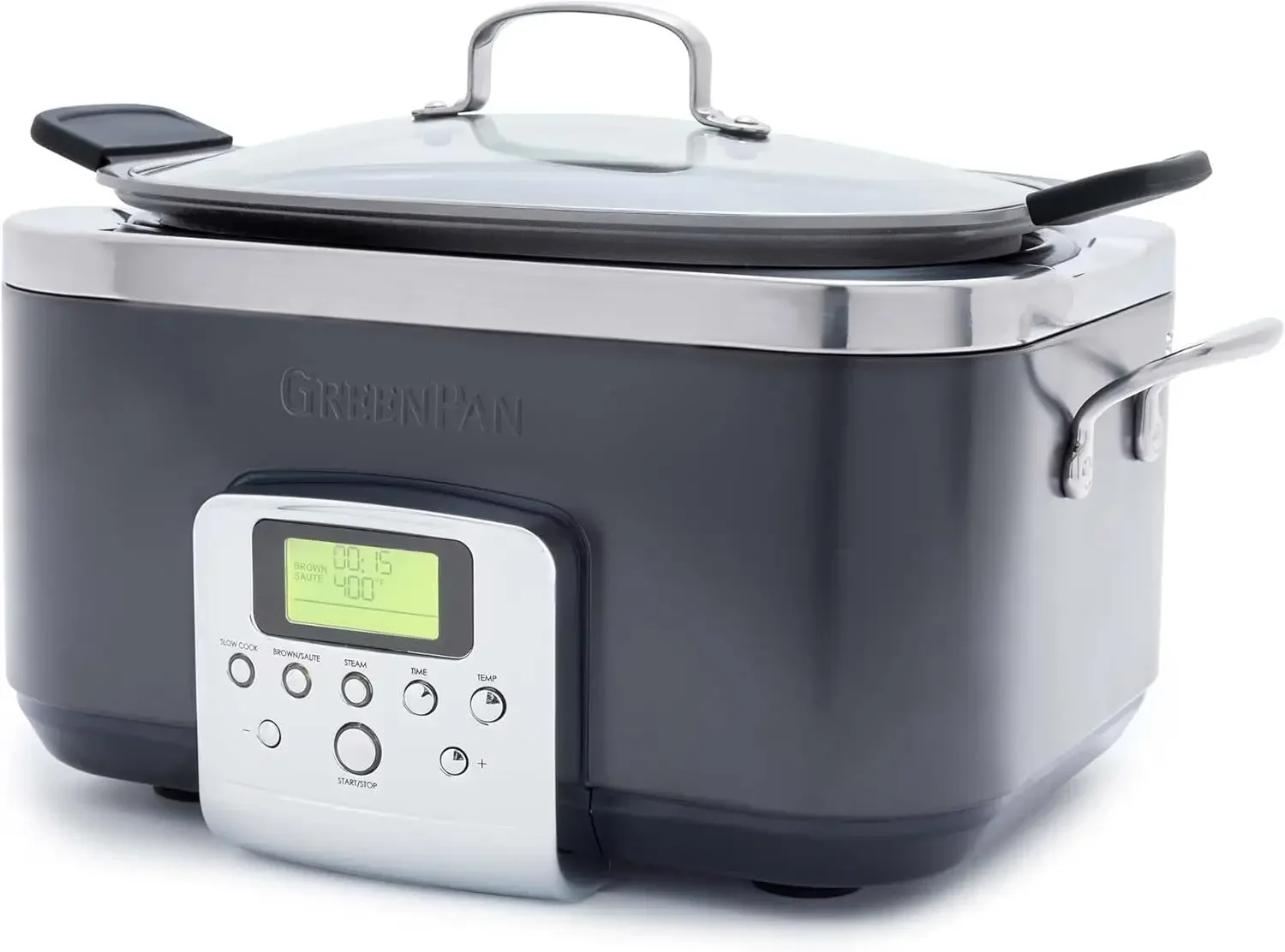 GreenPan Elite Pentola a cottura lenta elettrica programmabile 8 in 1 da 6 QT, coperchio lavabile in lavastoviglie e coccio rimovibile, ceramica sana senza PFAS