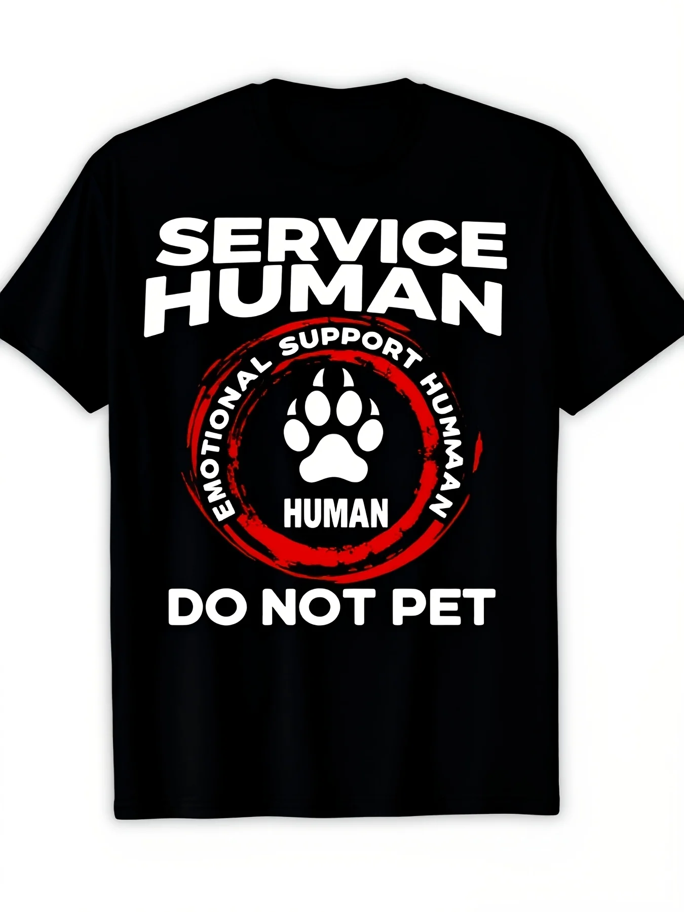 Funny 'Service Human' Dog Owner Support T-Shirt Humorous Emotional Support Design with Paw Print Do Not Pet Graphic Comfort Fit Round Neck Short Sleeve Tee for Men Unisex Casual Uni Happy Mother Day Sh