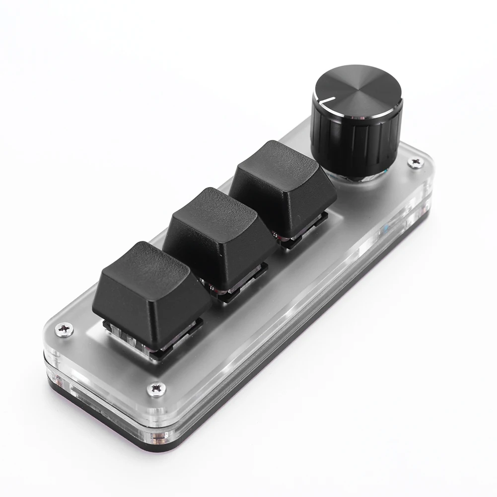 3 Key 1 Knob/4 Key Programming Macro  Knob Keyboard RGB Wired USB Mini Mechanical BT Keyboard Hotswap Mechanical Macropad
