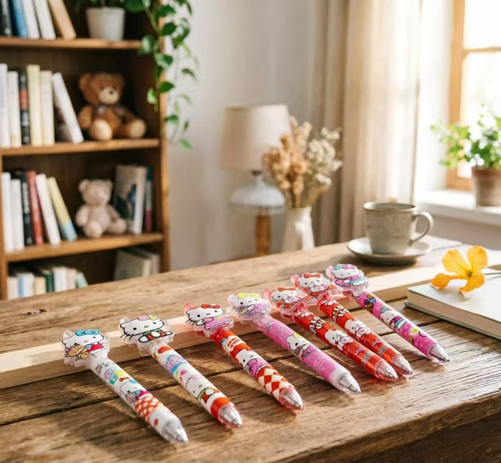 Cute Hello Kitty Gel Pen 0.5mm Acrylic Press Ballpoint Pen Kawaii Stationery for School Office Student Gift Journaling Supplies view 6