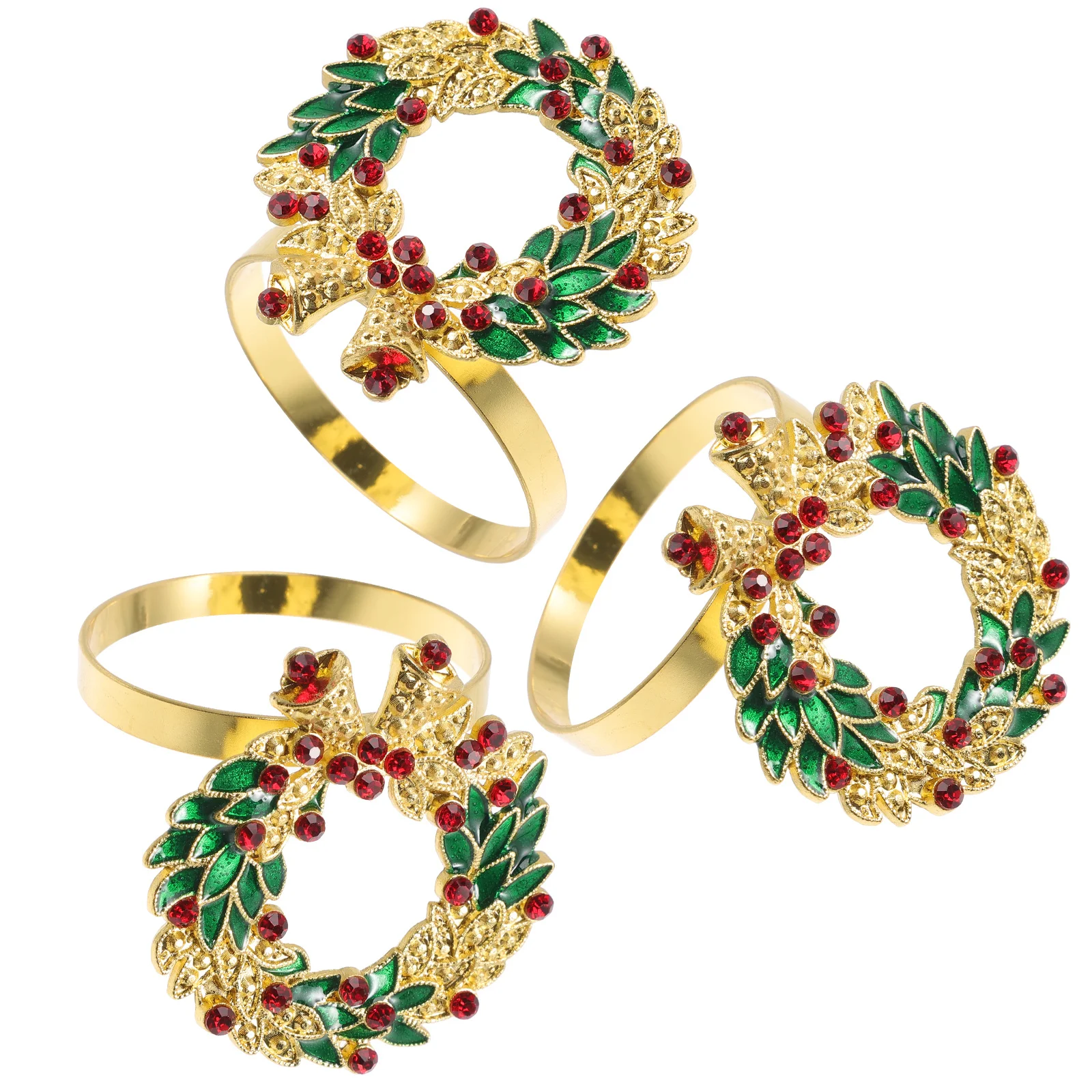 

3Pcs Diamond Napkin Rings Christmas Kitchen Decor Festive Table Setting Bling Napkin Holders for Holiday Party Wedding