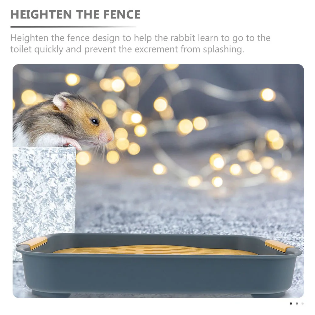 

2pcs Pet Litter Box For Rabbit Guinea Pig Large Plastic Indoor Toilet High Fence Anti-Fall Thick Bottom Net Cage Accessory