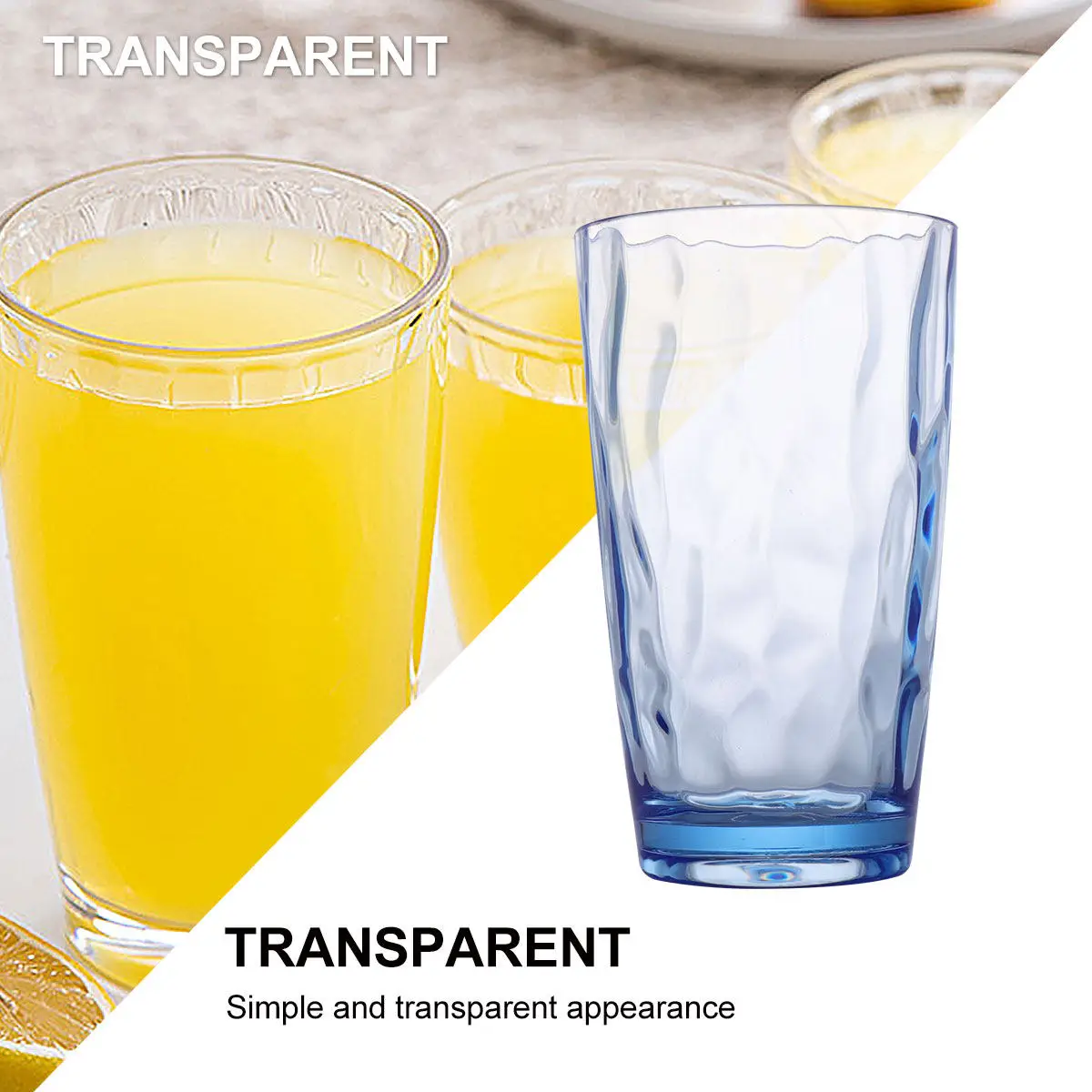 1Pcs Acrylic Beverage Cup Water Grain Texture Grip Surface Shatter-Resistant Transparent Drinking Cup for Home Bar Hotel