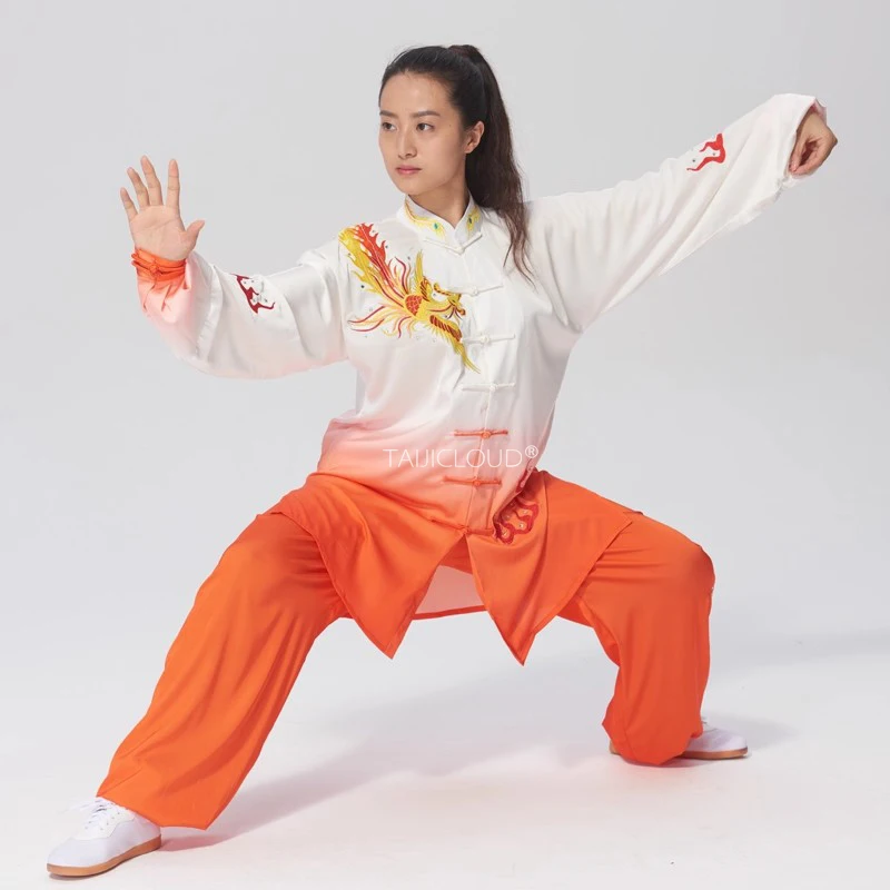 Imperial Phoenix Taichi Set Stretch Mulberry Silk Performance Wear w/ Embroidery Unisex Competition Kung Fu Suit