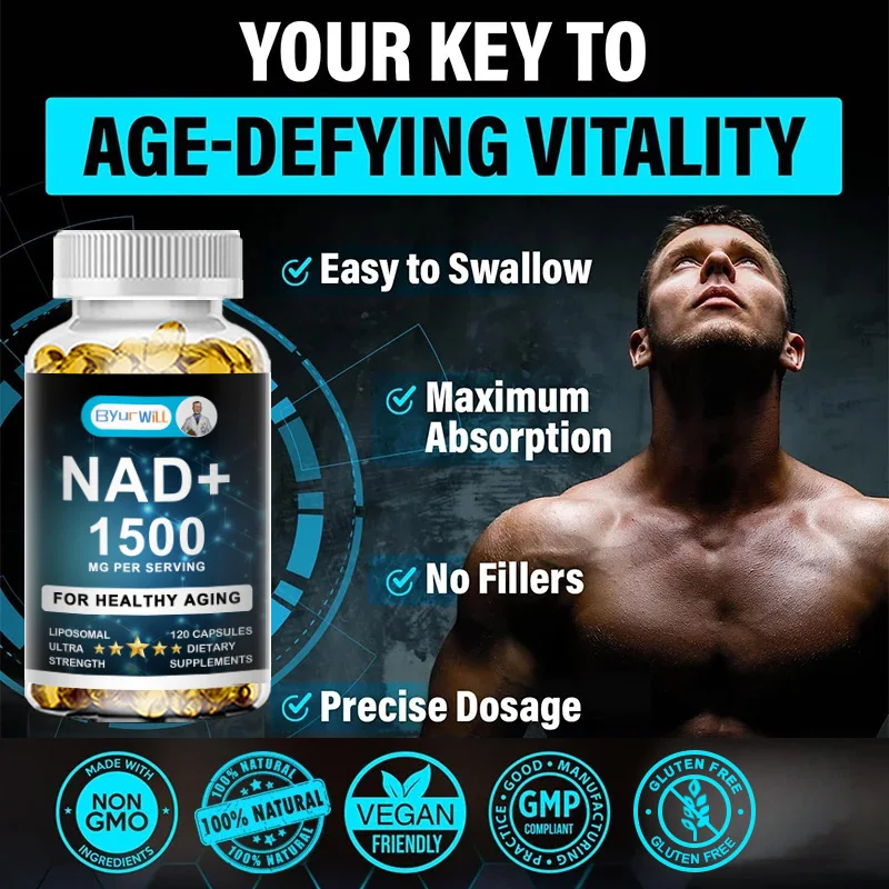 High Purity NAD Supplement 1500 mg Extra Strength with Resveratrol Provide Energy, Anti-Aging, Support Cell Regeneration