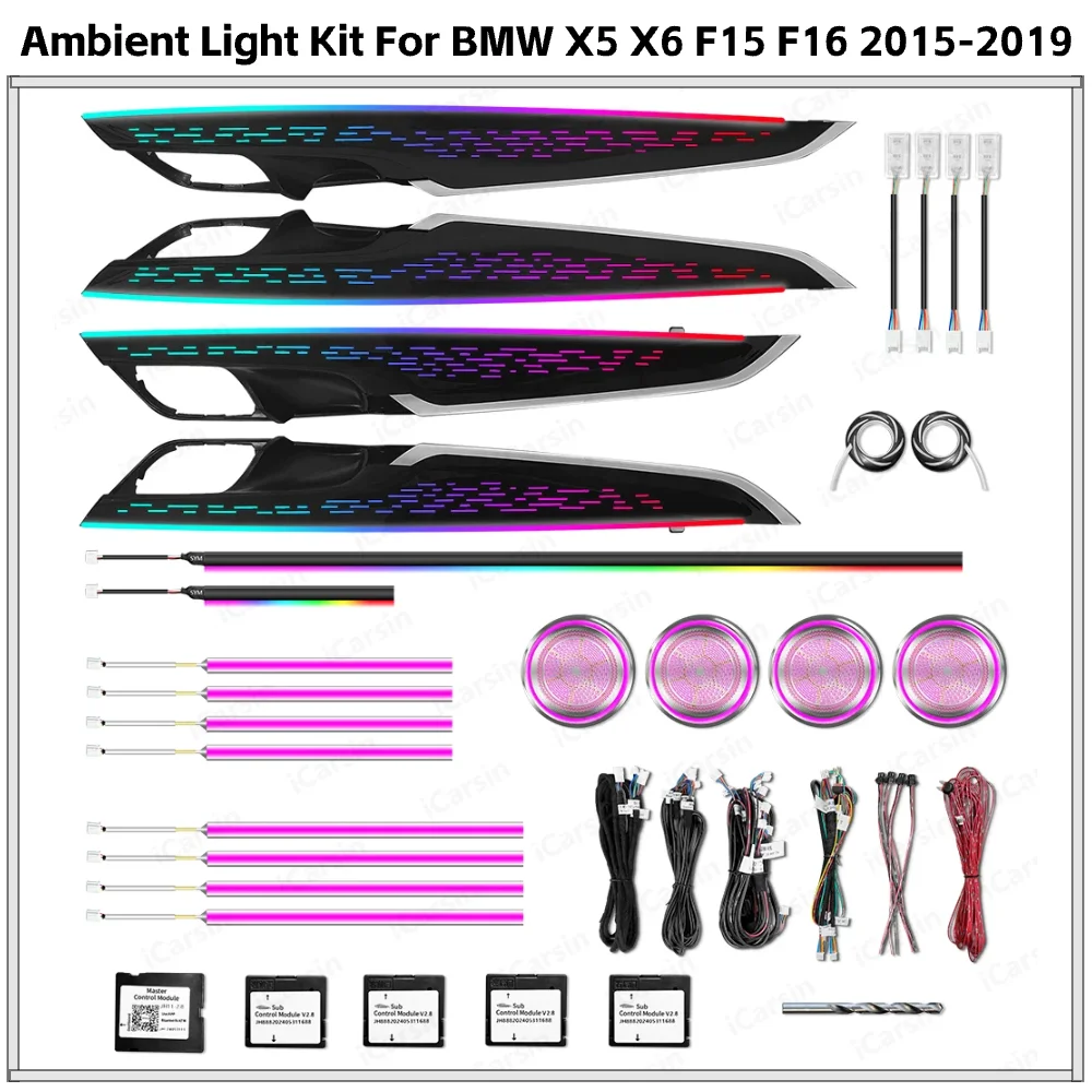 

APP Controlled 256 Color LED Ambient Light for BMW X5 X6 F15 F16 2015-2019 Interior Decoration Strip Upgrade Kit