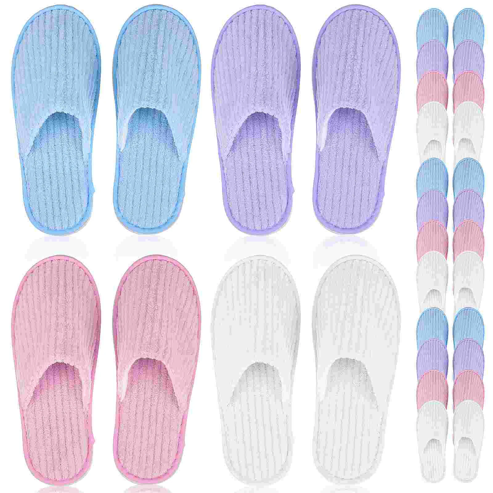 

12 Pairs Slippers for Men Man Guest Shoeless Home Disposable Bathroom Women Spa Bulk Coral Fleece Hotel Travel Pedicure