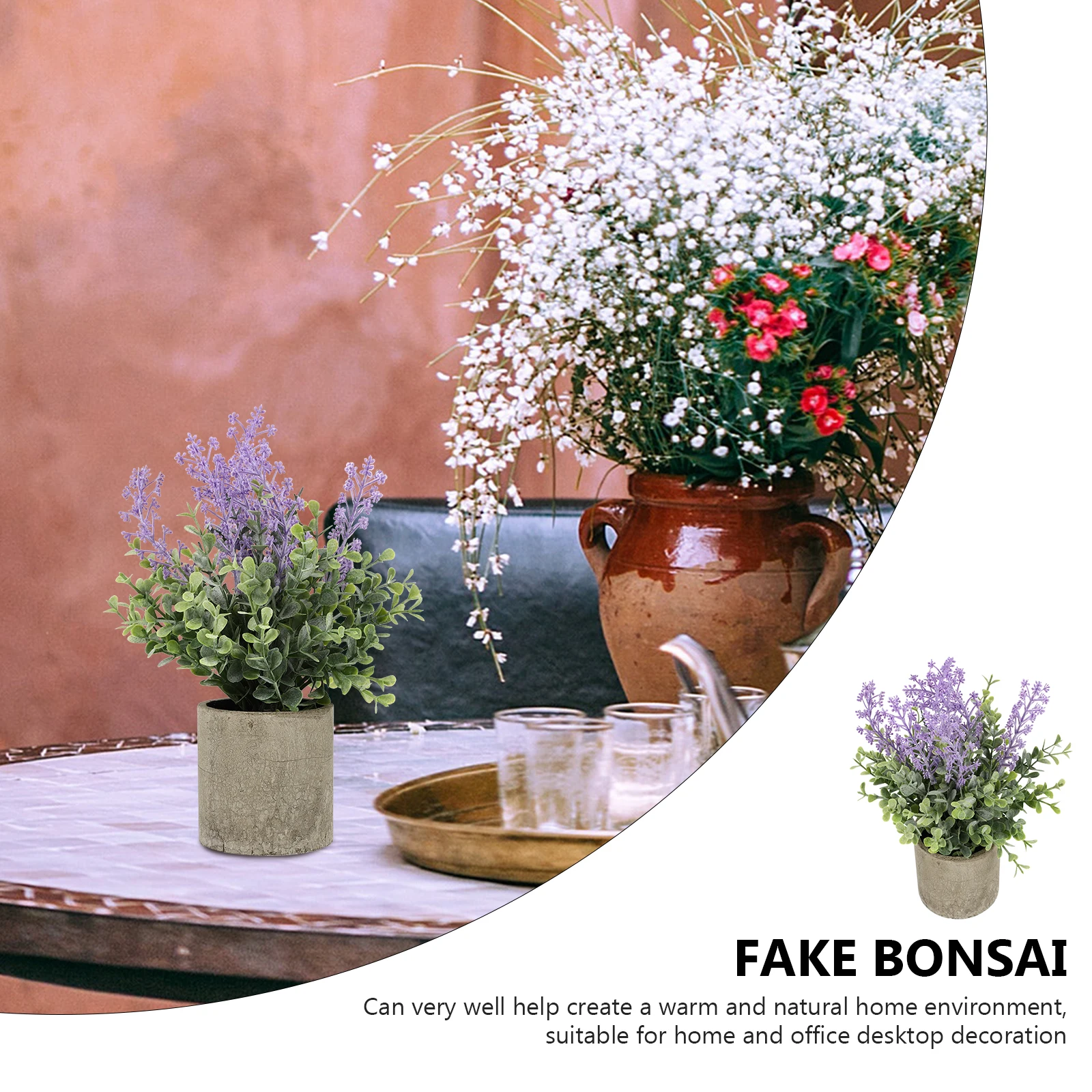 

Simulated Pulp Pot Desktop Faux Lavender Home Decorations for Kitchen Bonsai Fake Plants Office Household Work