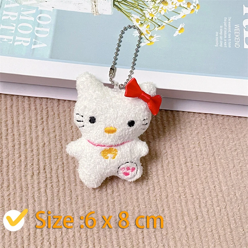 Брелок для ключей Sanrio из хлопка с плюшевой подвеской Hello Kitty