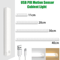 LED Motion Sensor Under Cabinet Light USB Rechargeable Night Lamp for Kitchen Cupboard Bedroom Closet Wardrobe 11/20/30/40cm