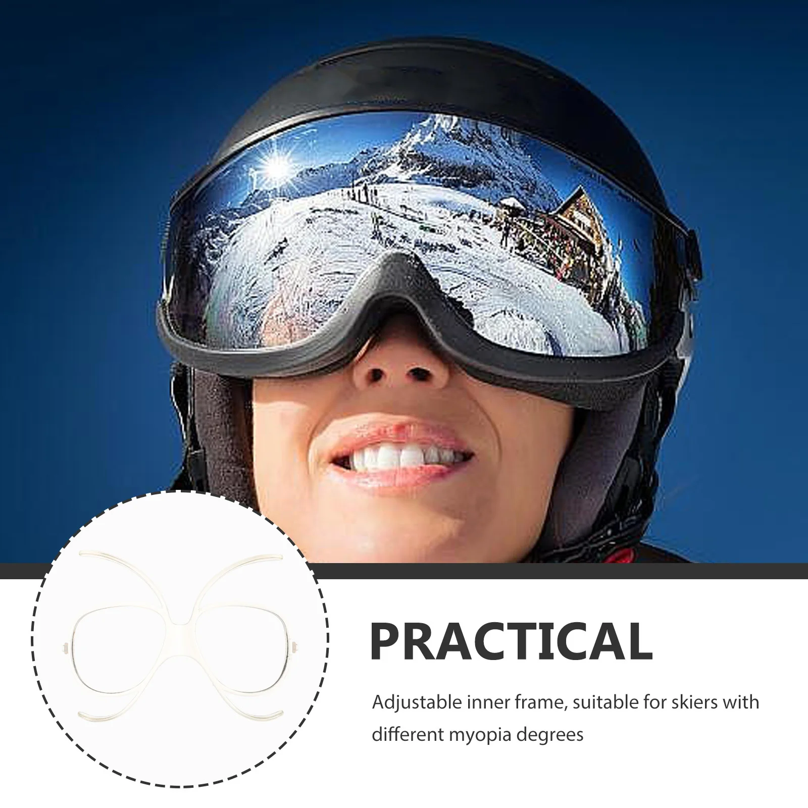 نظارات التزلج مع إدخال لارتداء النظارات، إطار داخلي قابل للتعديل، تصميم مقاوم للرياح، عدسات قابلة للتبديل، مريحة #3