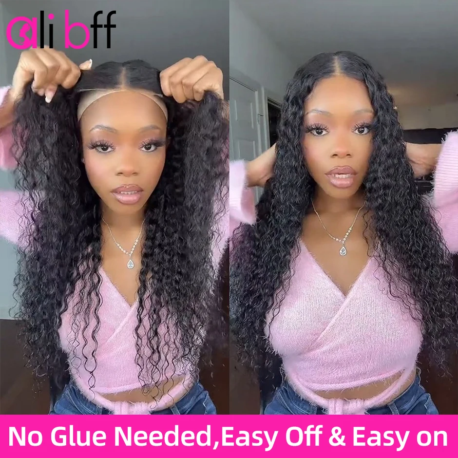 ALI BFF 100% Glueless 4x4 Pre Cut Lace Water Wave Wear Go Pre-cut Lace Closure Wig Breathable Cap One Step Install Air Curly Wig