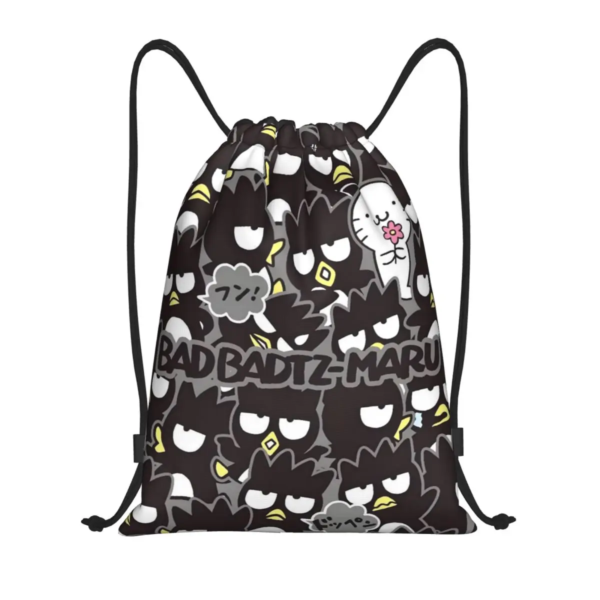 

Custom BADBADTZ-MARU Drawstring Bag Men Women Foldable Gym Sports Sackpack Cartoon Shopping Storage Backpacks