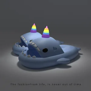 Köpekbalığının boyutu güzel, hem erkekler hem de kadınlar için, platform ayakkabılar, gece, parlak, aksesuarlar, Kendin yap slaytlar, plaj, kentsel, sevgi dolu Ev, Sokak, Terlik, yaz Parlayan 6 büyük parmak arası terlik satışı-no. 3