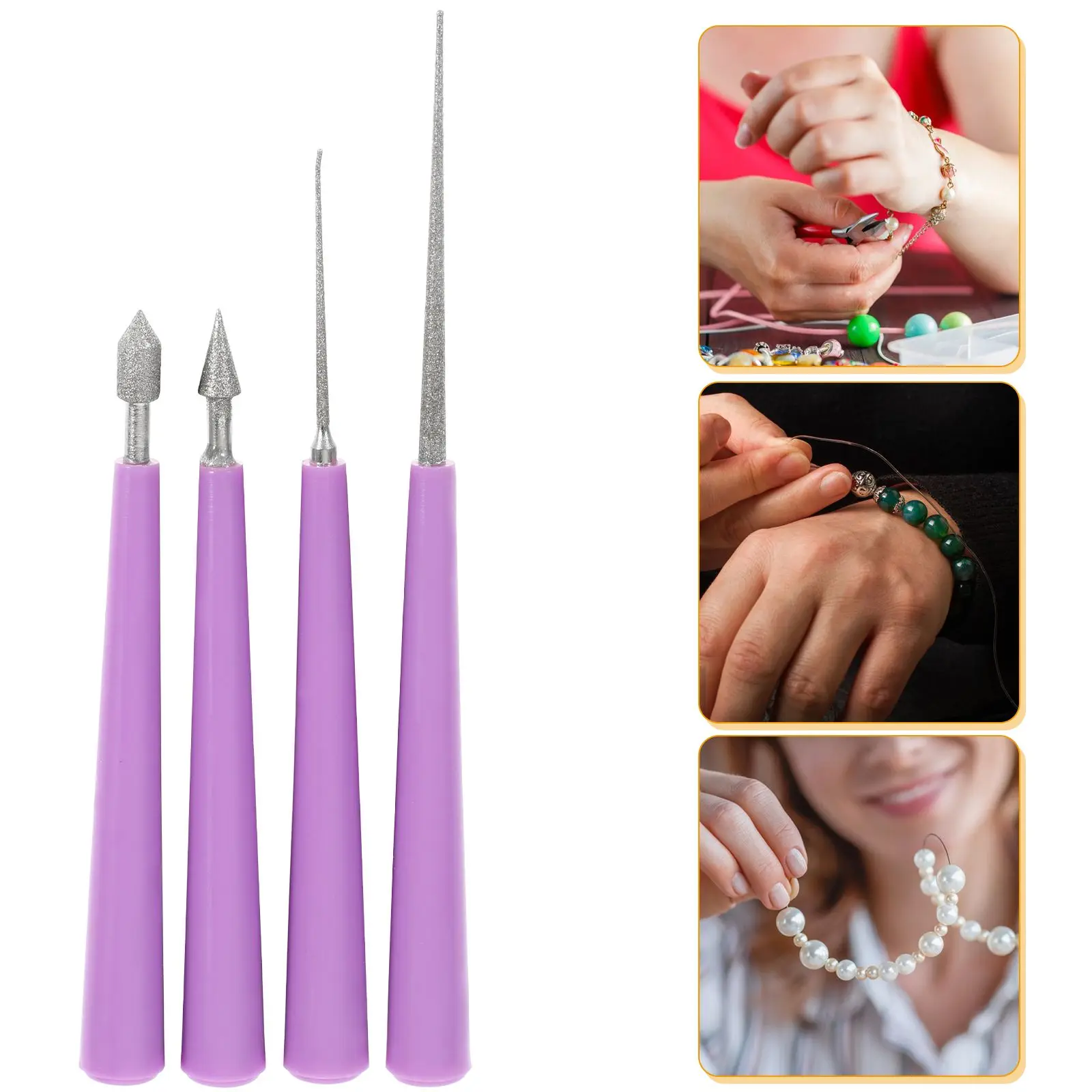4 шт., инструменты для увеличения отверстий для бисера, аксессуары для открывания, фиолетовые бусины, ремесленная развертка.