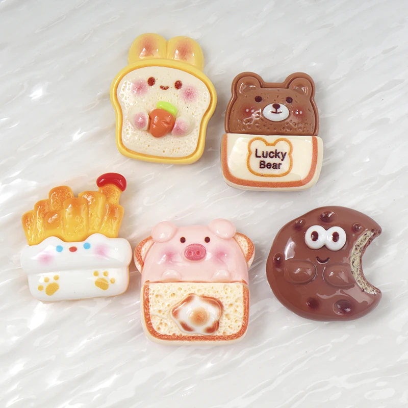 10/100PCS Resin Accessories Dessert Series French Fries Cookies DIY Scrapbook Frame Hairpin Craft Flatback Phone Case Dollhouse