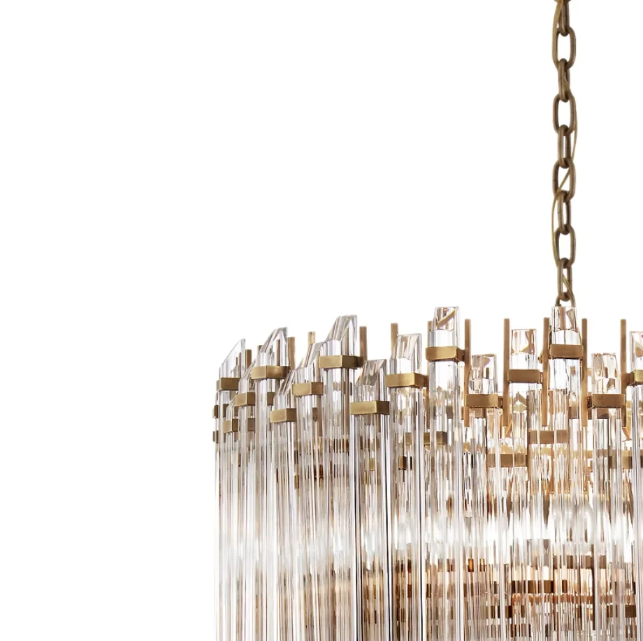 Crystal Chandelier Brass Pendant LED Hanging Light for Living Room Dining Room Hotel 110V