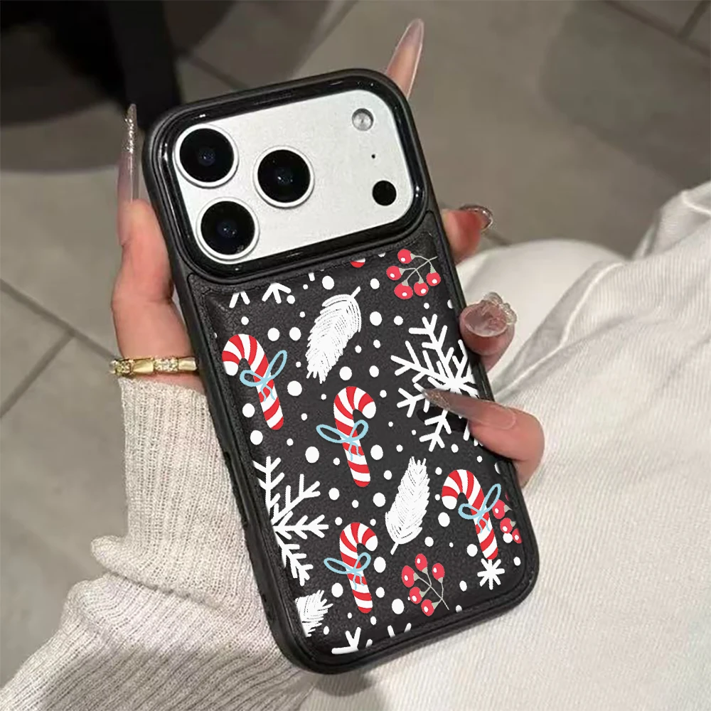

Christmas Style Phone Case For iPhone 15 14 13 12 11 Pro Max 16 17 15 Plus Air Leather Shockproof Soft Silicon Bumper Cover