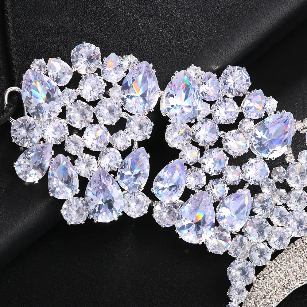 Exquisite Cubic Zirconia Mask Face Jewelry for Women Fashion 2024 Masquerade Elastic Rope Face Chain Halloween Accessories Party