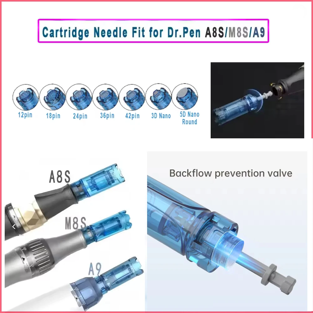 Dr. pen M8S Needle A8S Tips A9 Pin A11 MTS Microneedle 18 Pin Nano Anti- back flow Design Bayonet Cartridge  For Dr. pen M8S