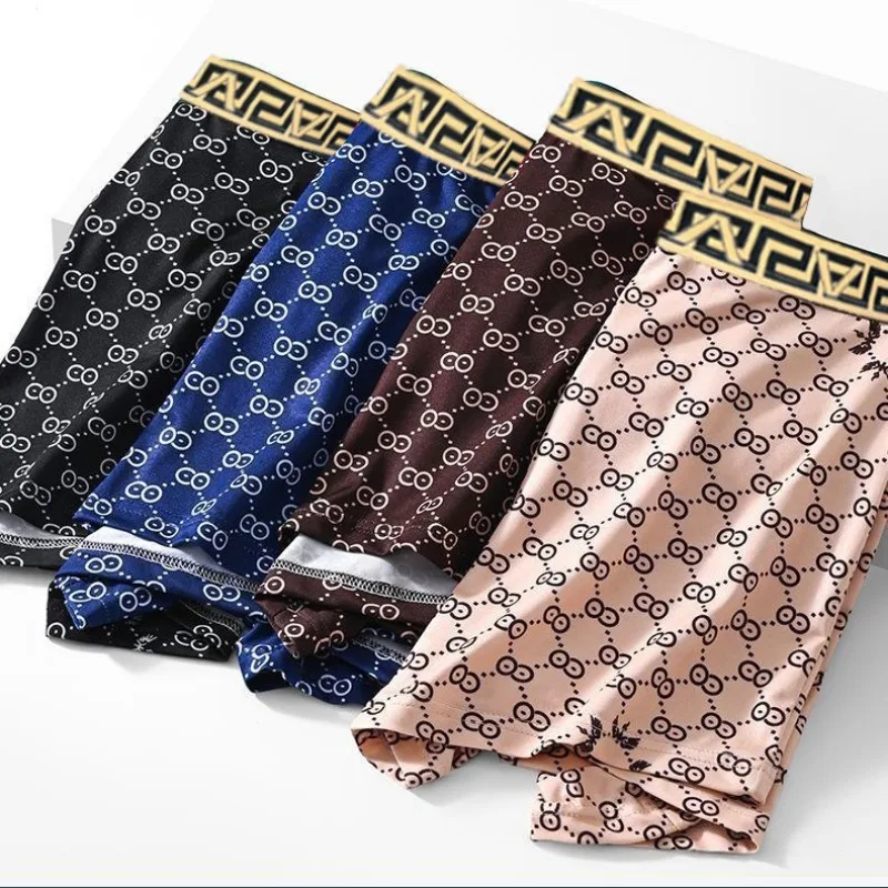 

4PCS Men's Underwear New Bacteriostatic Boxers, Comfortable Printed Breathable Mid-waist Loose Boxer Shorts Men