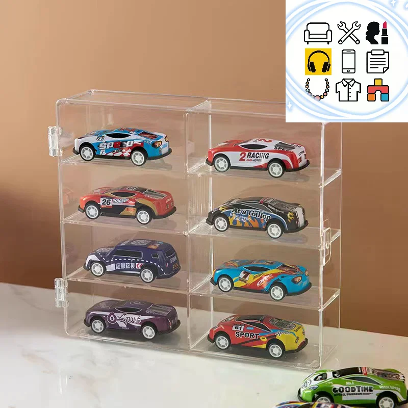 1 Piece Car Non Punching Adhesive Wall Transparent Storage Box 1:64 Acrylic Car Display Box For Car Model Toy Cabinet Rack