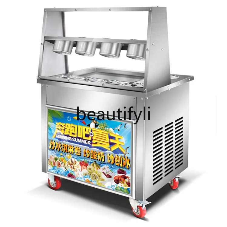 آلة الزبادي القلي التجارية آلة تقليب الثلج عصيدة الآيس كريم آلة لف آلة الثلج القلي