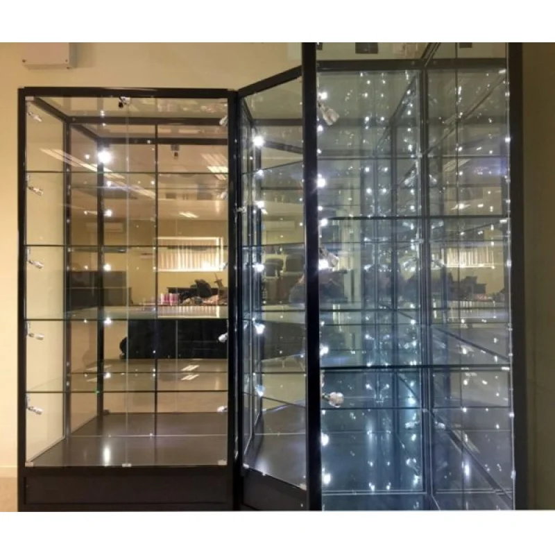Customized-6ft High LED Glass Showcase Aluminum Frame Display image 2