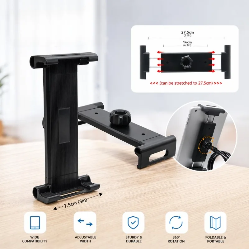 Large Clip Holder Mobile Broadcast Tripod Rack Tablet Stretch Adapter Buckle Live Streaming Selfie Stand Expansion Clamp Bracket