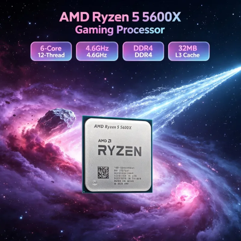 AMD Ryzen 5 5600X R5 6-Core 12-Thread Up to 4.6GHz 3.7GHz L3=32M 7nm 65W Socket AM4 DDR4 PCIe 4.0 Gaming Processor for Design