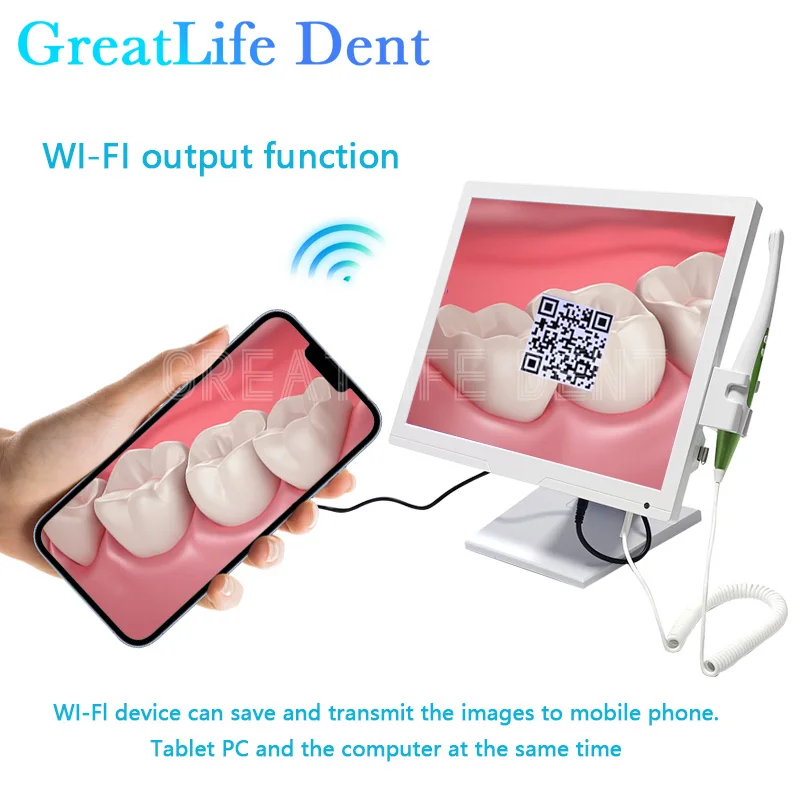 GreatLife Dent Wifi HD16 milioni di Pixel endoscopio ad alta definizione Monitor LCD da 17 pollici telecamera intraorale Wireless