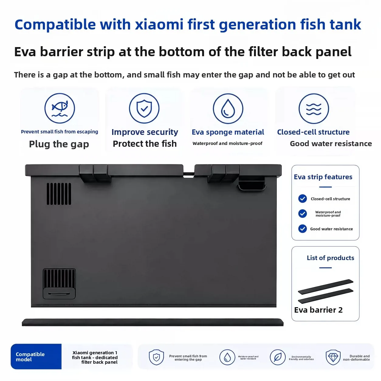 LMM intelligent fish tank modified back plate bottom gap sticker can block sand particles
